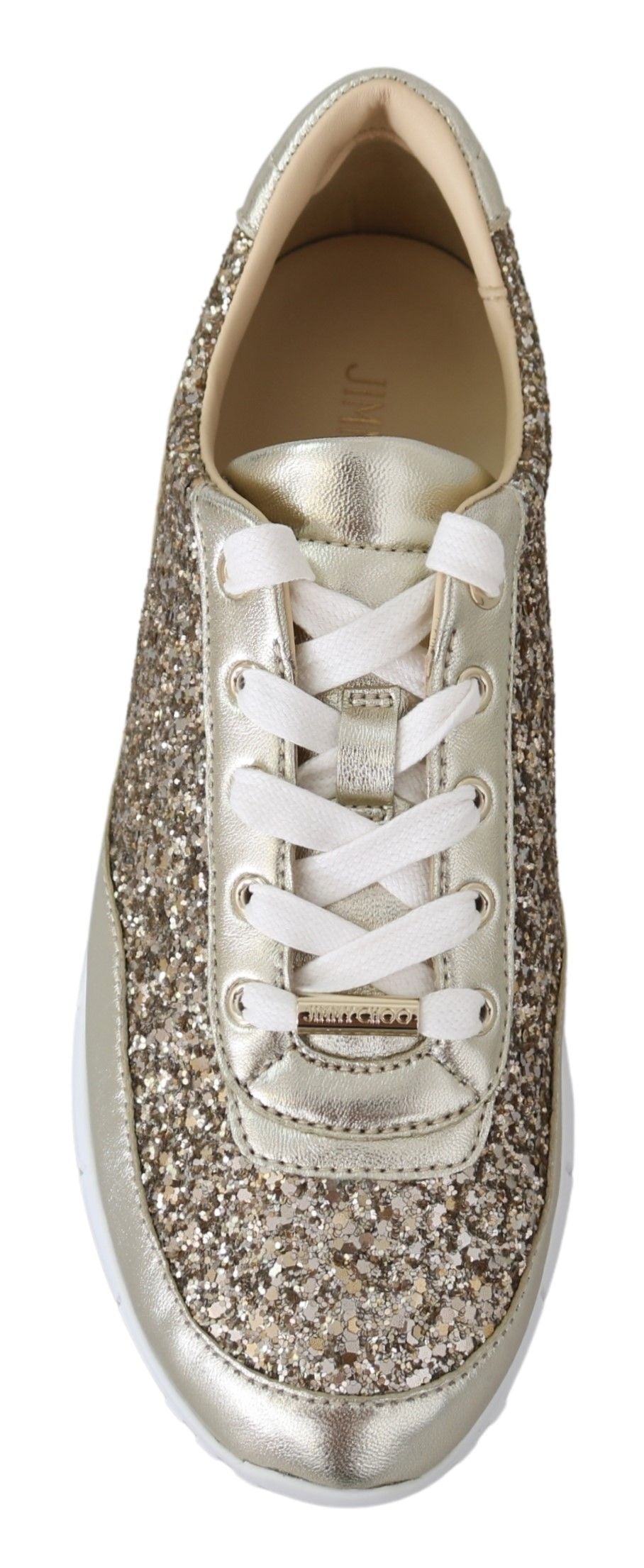Jimmy Choo Gold Leather Antique Monza Sneakers - Zeiniez