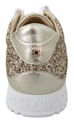 Jimmy Choo Gold Leather Antique Monza Sneakers - Zeiniez
