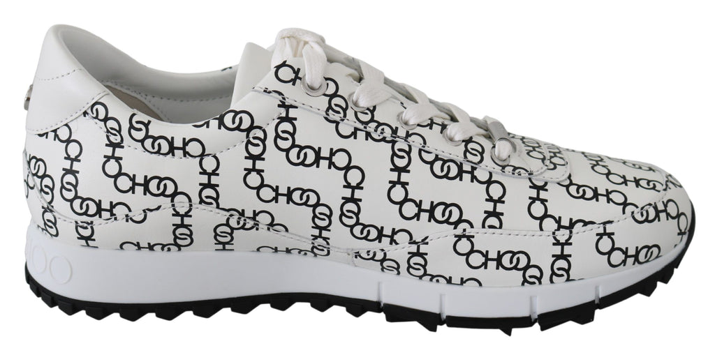 Jimmy Choo White and Black Leather Monza Sneakers - Zeiniez