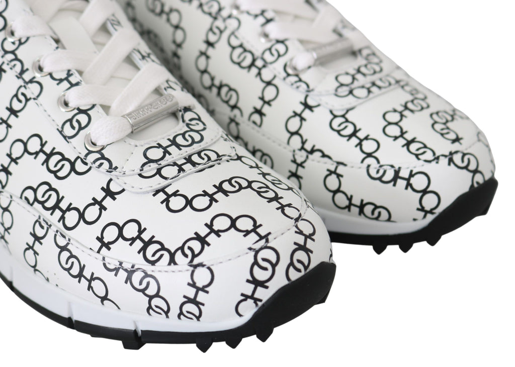Jimmy Choo White and Black Leather Monza Sneakers - Zeiniez
