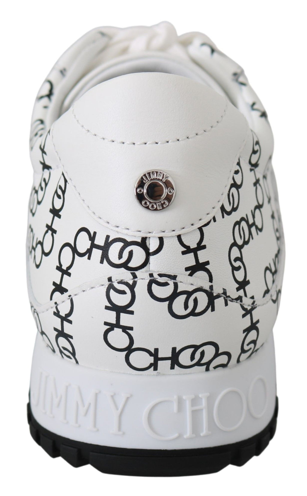 Jimmy Choo White and Black Leather Monza Sneakers - Zeiniez