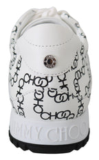 Jimmy Choo White and Black Leather Monza Sneakers - Zeiniez