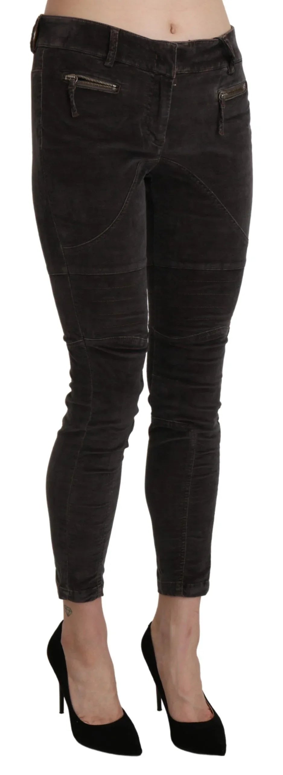 Ermanno Scervino Brown Velvet Capri Cropped Cotton Pants - Zeiniez