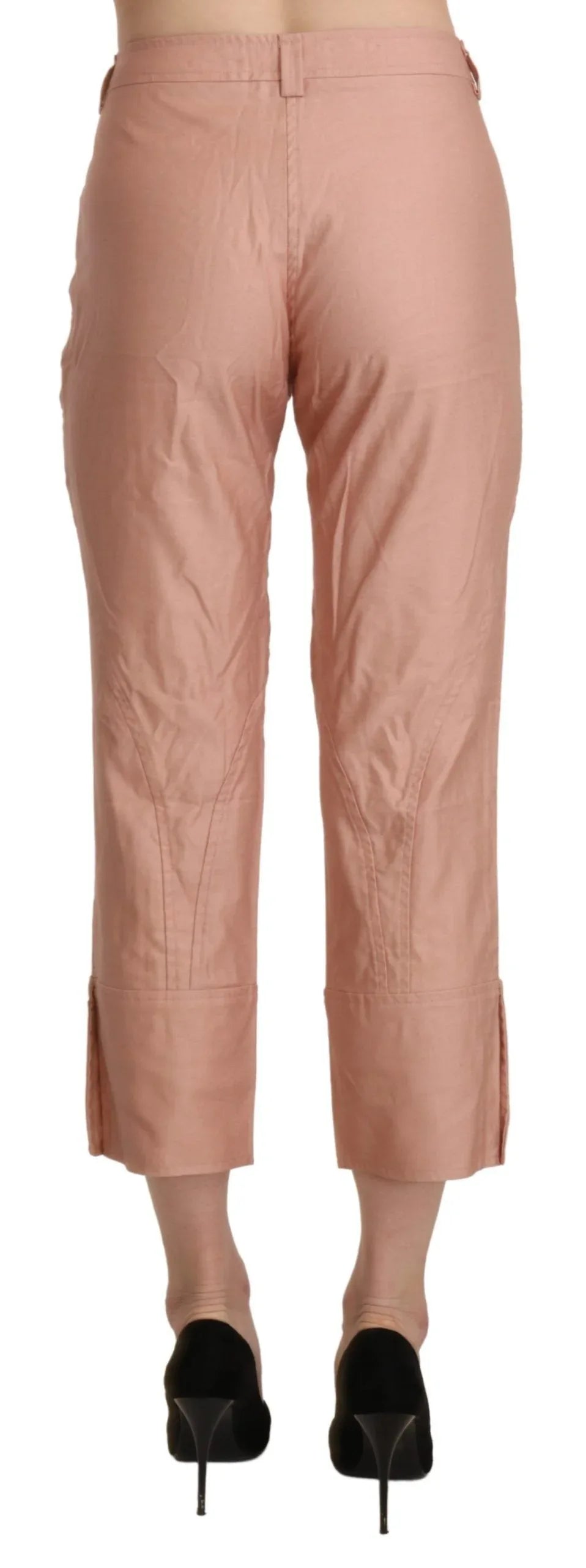 Ermanno Scervino Cotton Pink High Waist Cropped Trouser Pants - Zeiniez