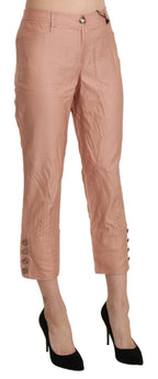 Ermanno Scervino Cotton Pink High Waist Cropped Trouser Pants - Zeiniez