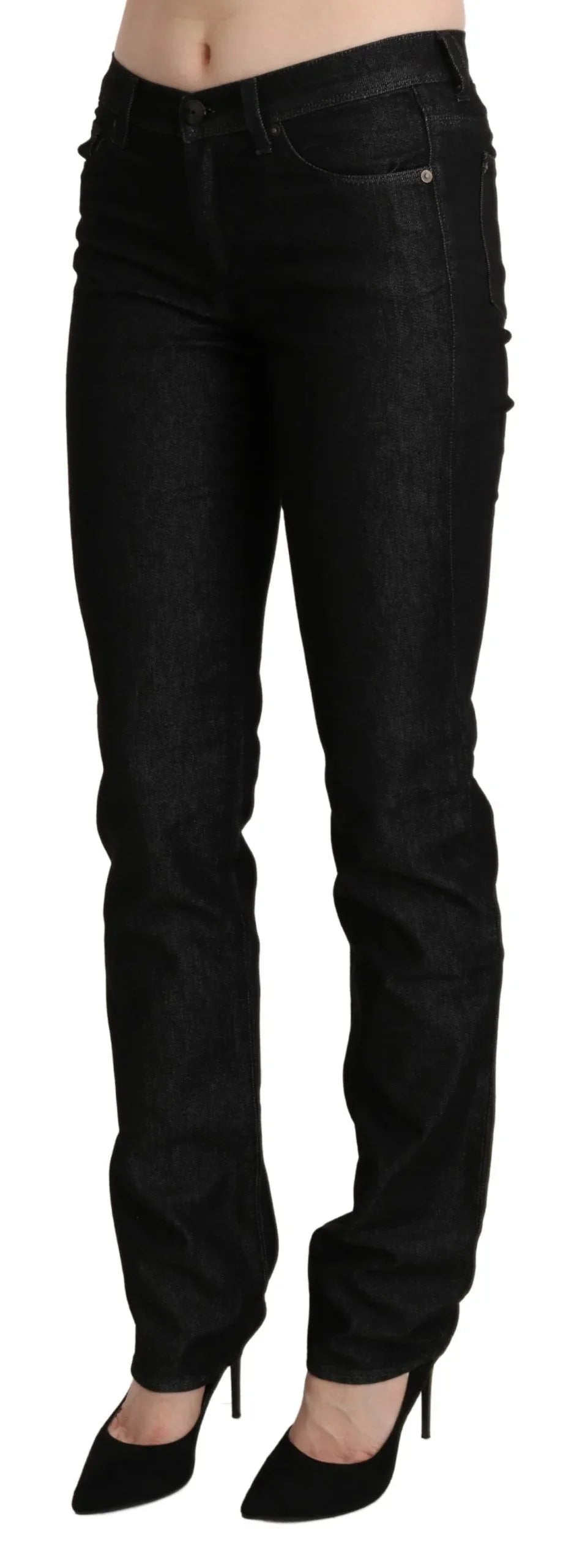 Ermanno Scervino Black Mid Waist Skinny Slim Denim Trouser - Zeiniez