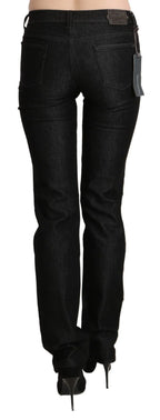 Ermanno Scervino Black Mid Waist Skinny Slim Denim Trouser - Zeiniez