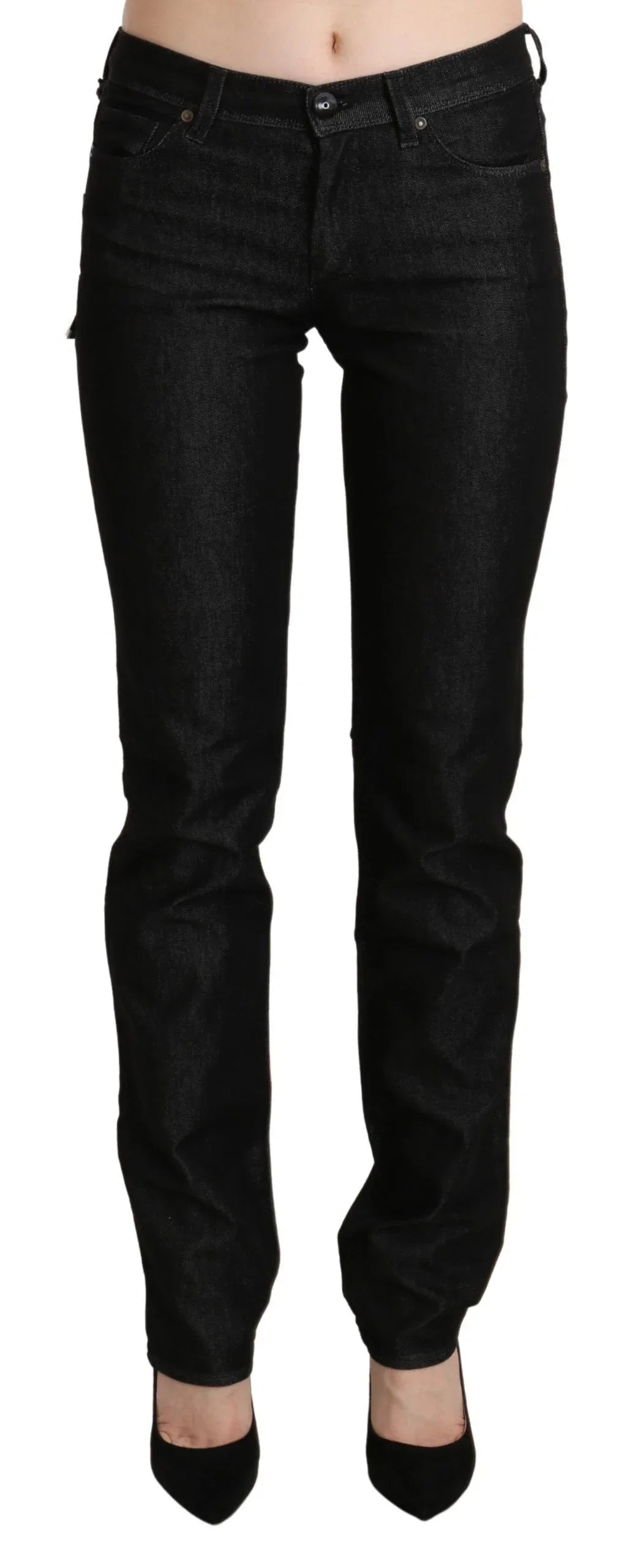 Ermanno Scervino Black Mid Waist Skinny Slim Denim Trouser - Zeiniez