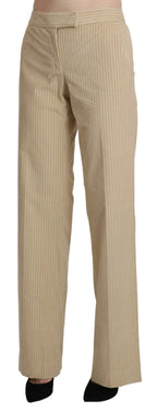 Ermanno Scervino Beige High Waist Flared Wide Leg Trouser Pants - Zeiniez