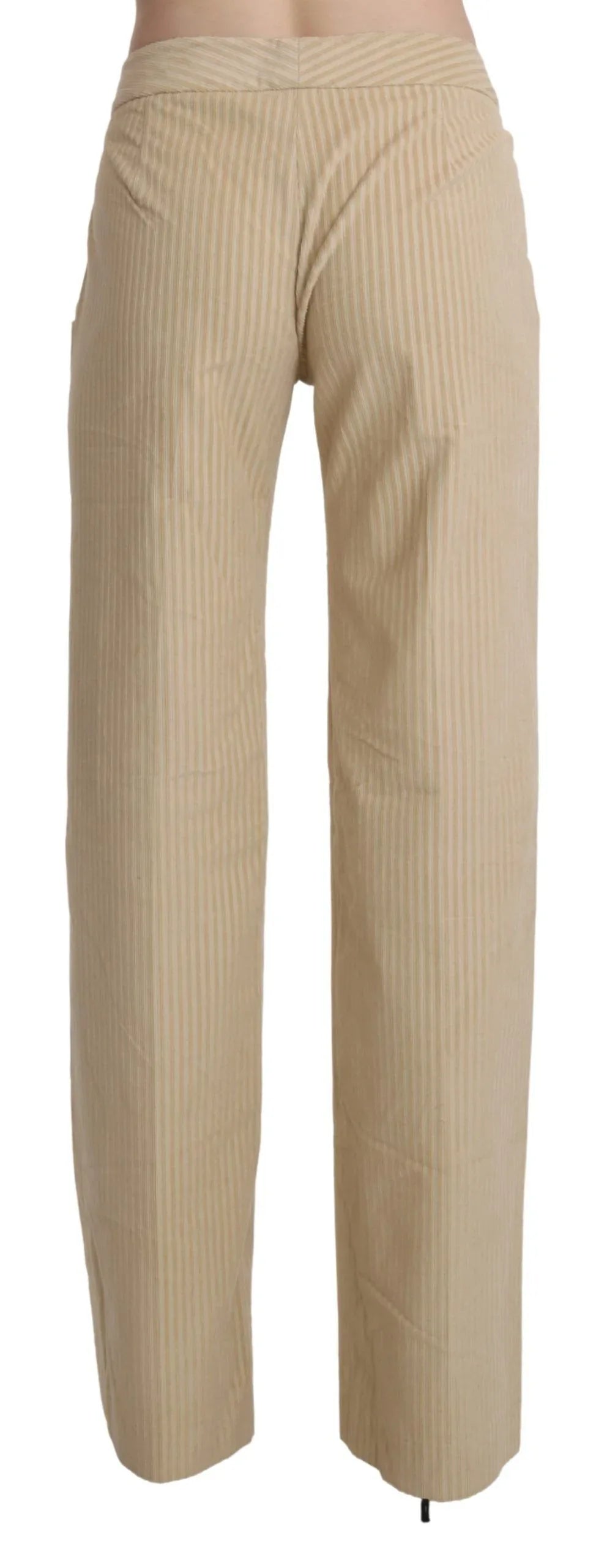 Ermanno Scervino Beige High Waist Flared Wide Leg Trouser Pants - Zeiniez
