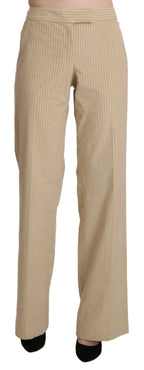 Ermanno Scervino Beige High Waist Flared Wide Leg Trouser Pants - Zeiniez