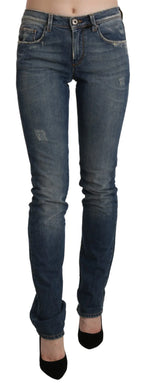Ermanno Scervino Blue Washed Mid Waist Skinny Denim Jeans - Zeiniez