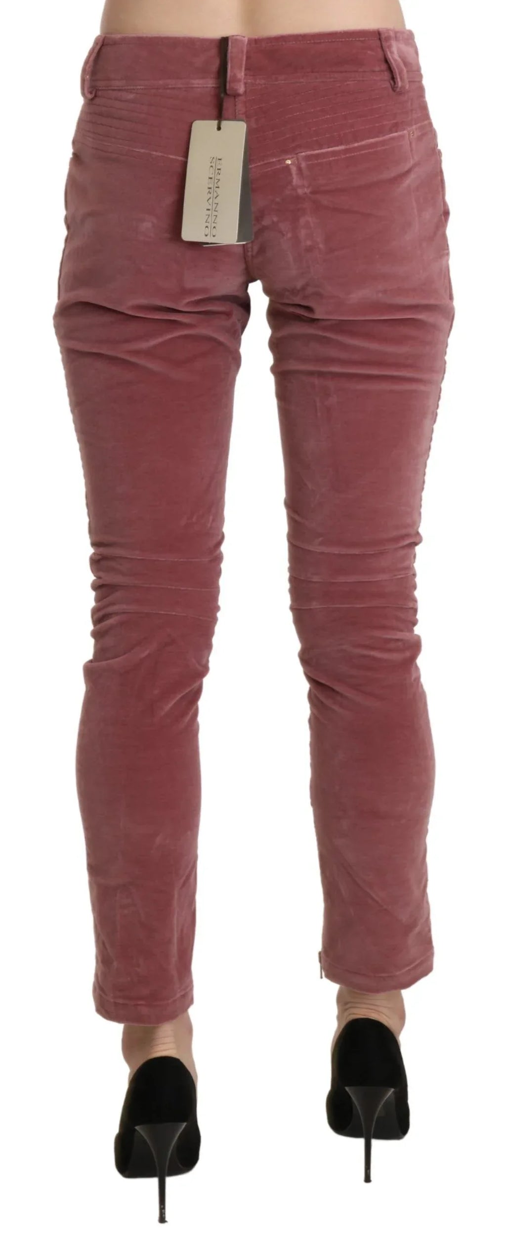 Ermanno Scervino Red Mid Waist Skinny Cotton Pants - Zeiniez
