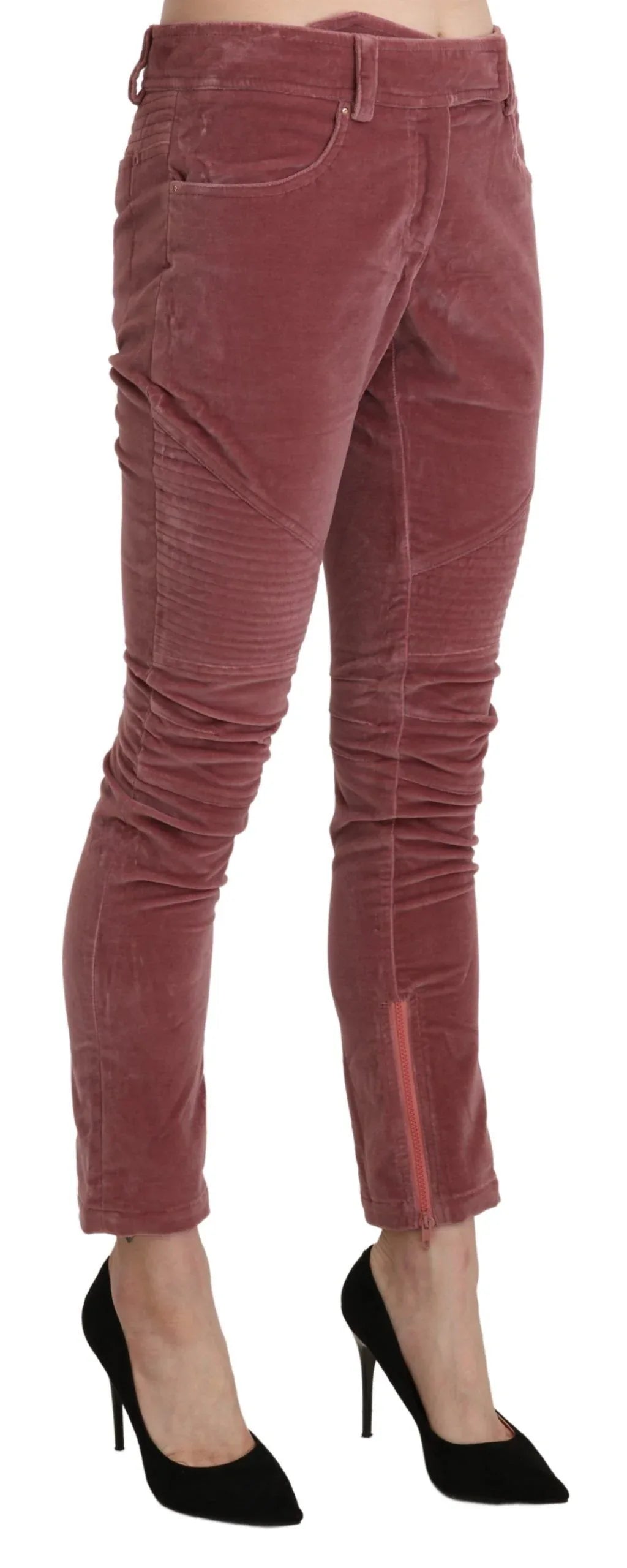 Ermanno Scervino Red Mid Waist Skinny Cotton Pants - Zeiniez