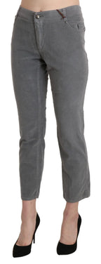 Ermanno Scervino Gray Cropped Cotton Stretch Trouser Pants - Zeiniez