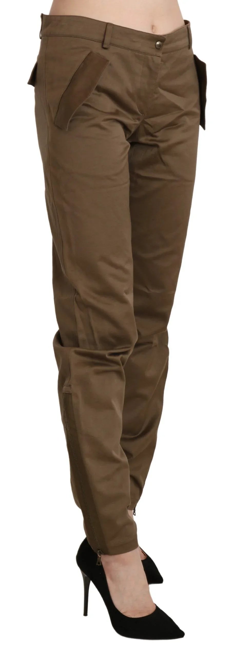 Ermanno Scervino Brown Mid Waist Straight Cotton Pants - Zeiniez