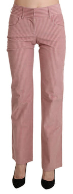 Ermanno Scervino Pink Mid Waist Straight Trouser Cotton Pants - Zeiniez