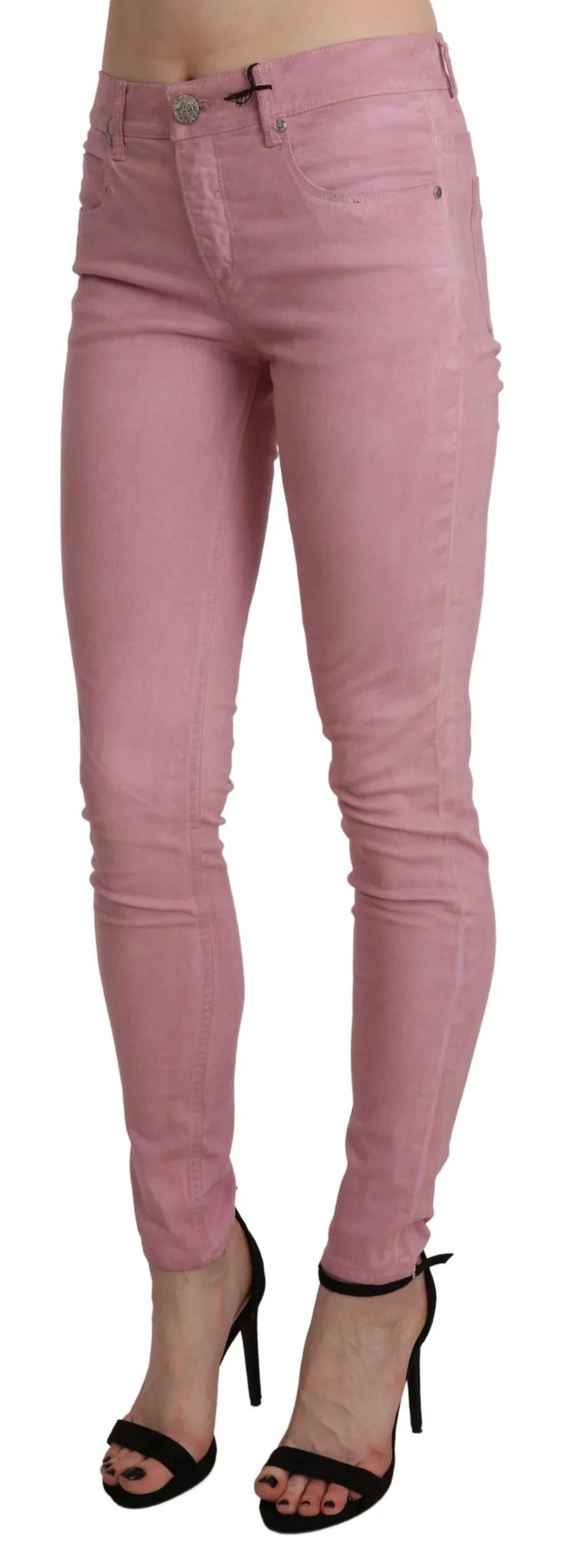 Acht Pink Mid Waist Skinny Stretch Denim Pant - Zeiniez