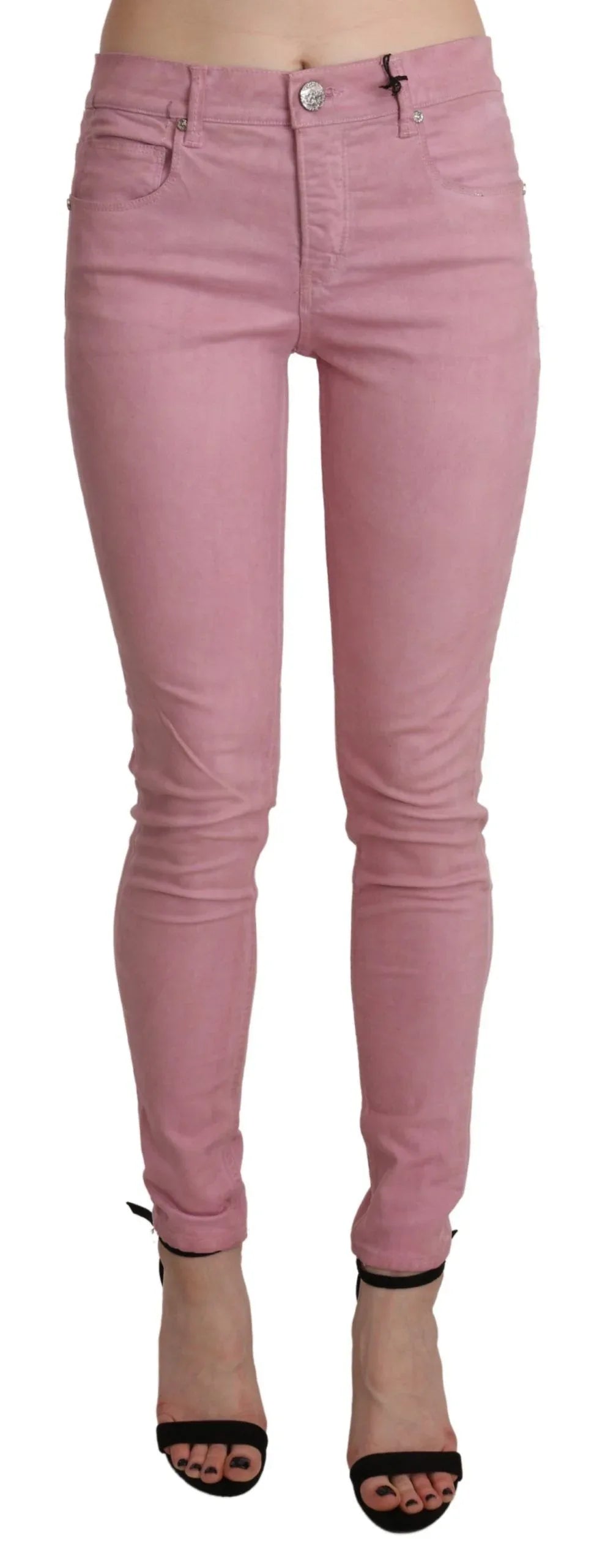 Acht Pink Mid Waist Skinny Stretch Denim Pant - Zeiniez