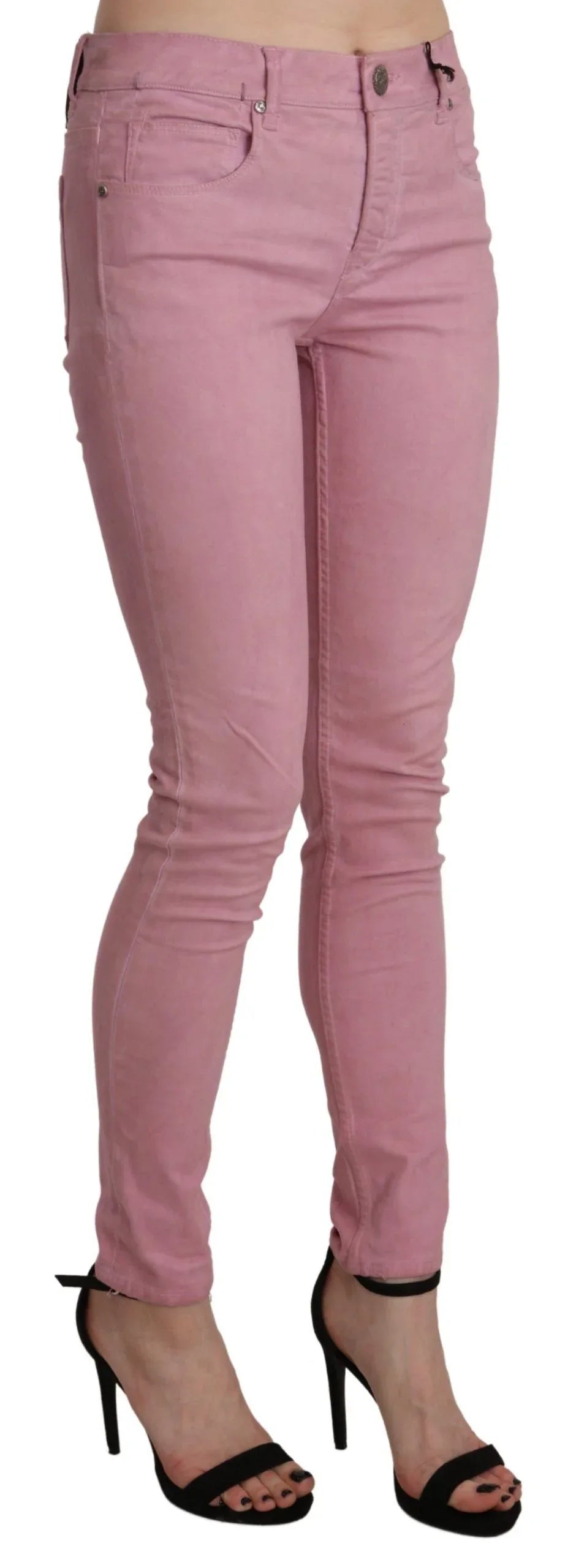 Acht Pink Mid Waist Skinny Stretch Denim Pant - Zeiniez