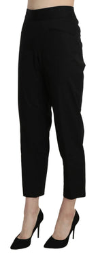 BENCIVENGA Black High Waist Straight Cropped Dress Pants - Zeiniez