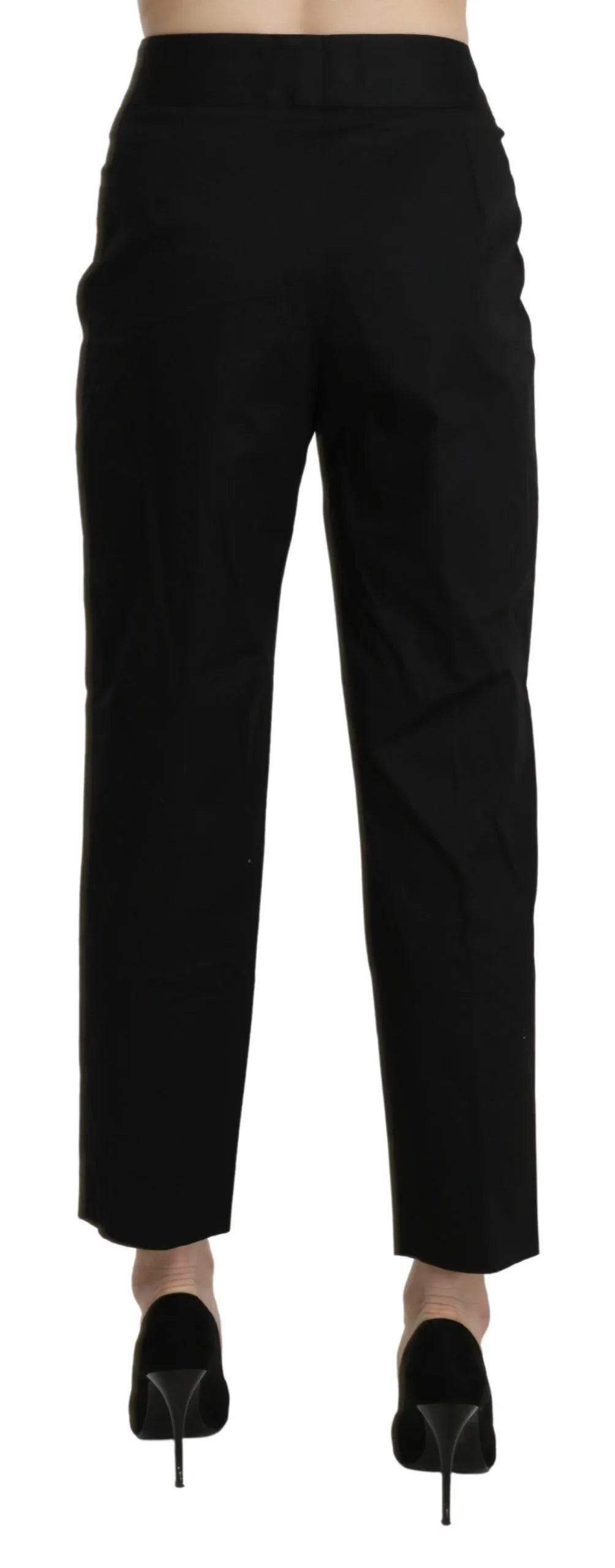 BENCIVENGA Black High Waist Straight Cropped Dress Pants - Zeiniez