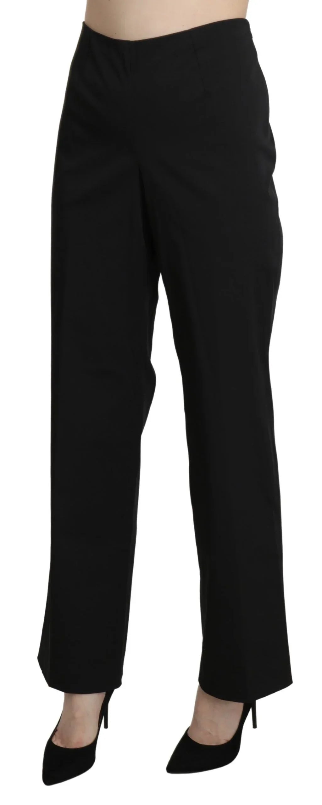 BENCIVENGA Black High Waist Straight Dress Trouser Pants - Zeiniez
