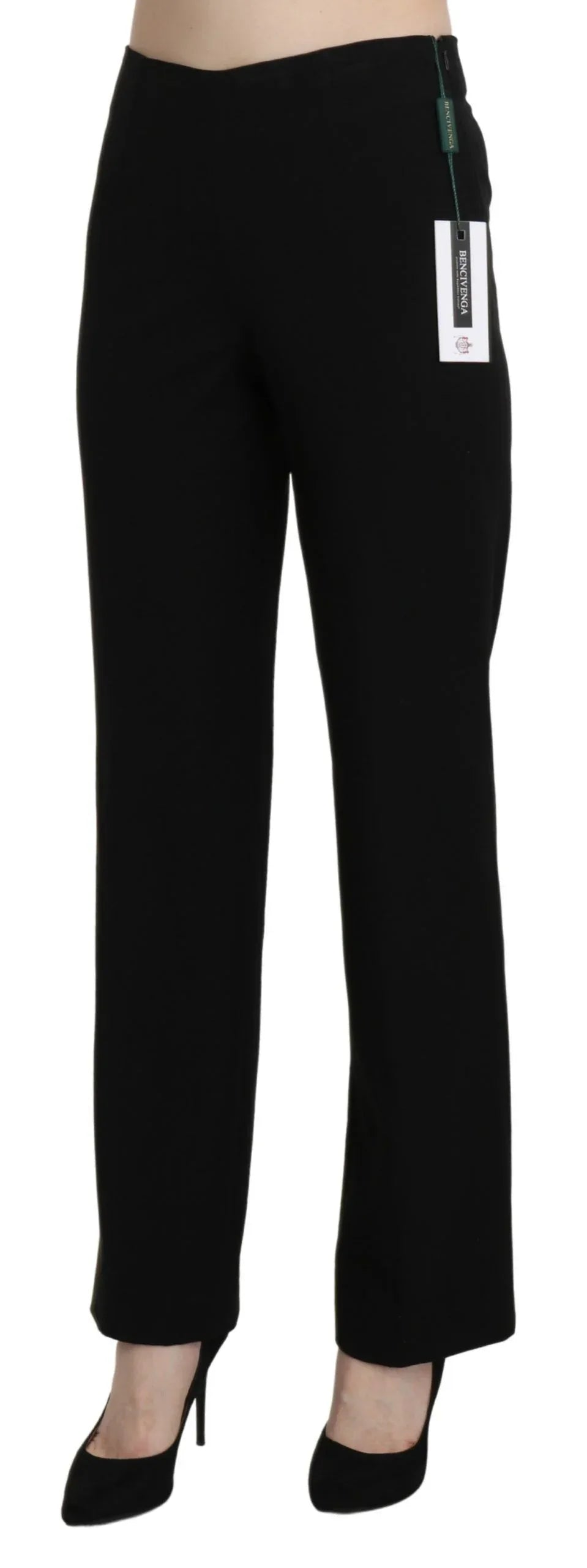 BENCIVENGA Black High Waist Straight Formal Dress Trouser - Zeiniez