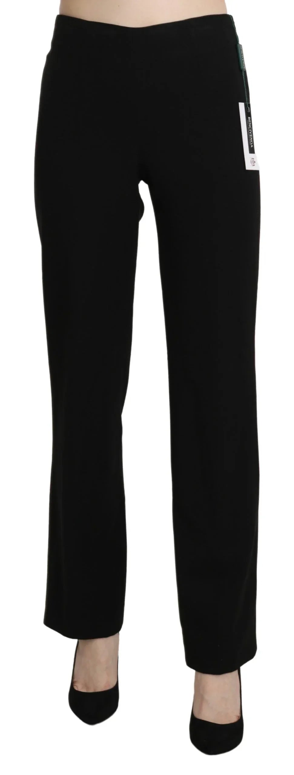 BENCIVENGA Black High Waist Straight Formal Dress Trouser - Zeiniez
