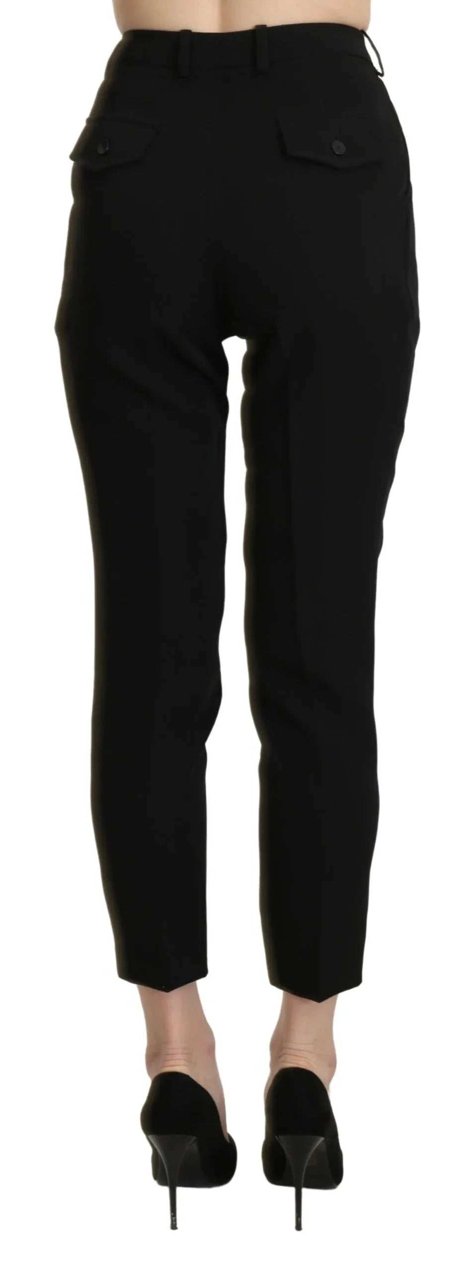 BENCIVENGA Black High Waist Skinny Cropped Dress Trouser Pant - Zeiniez