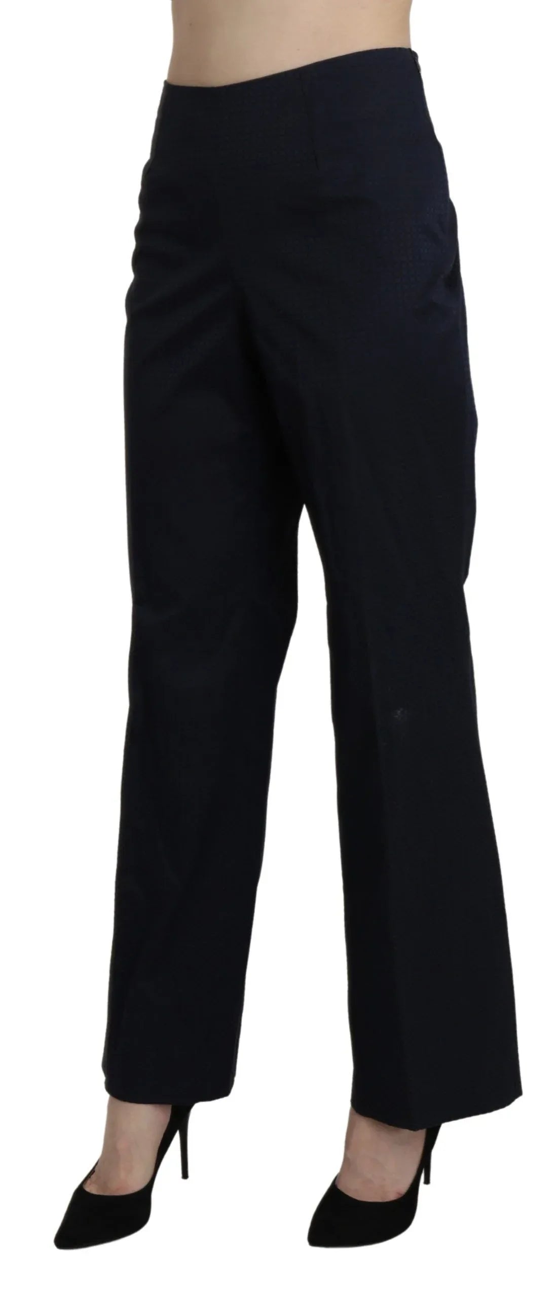 BENCIVENGA Navy Blue High Waist Straight Dress Trouser Pants - Zeiniez