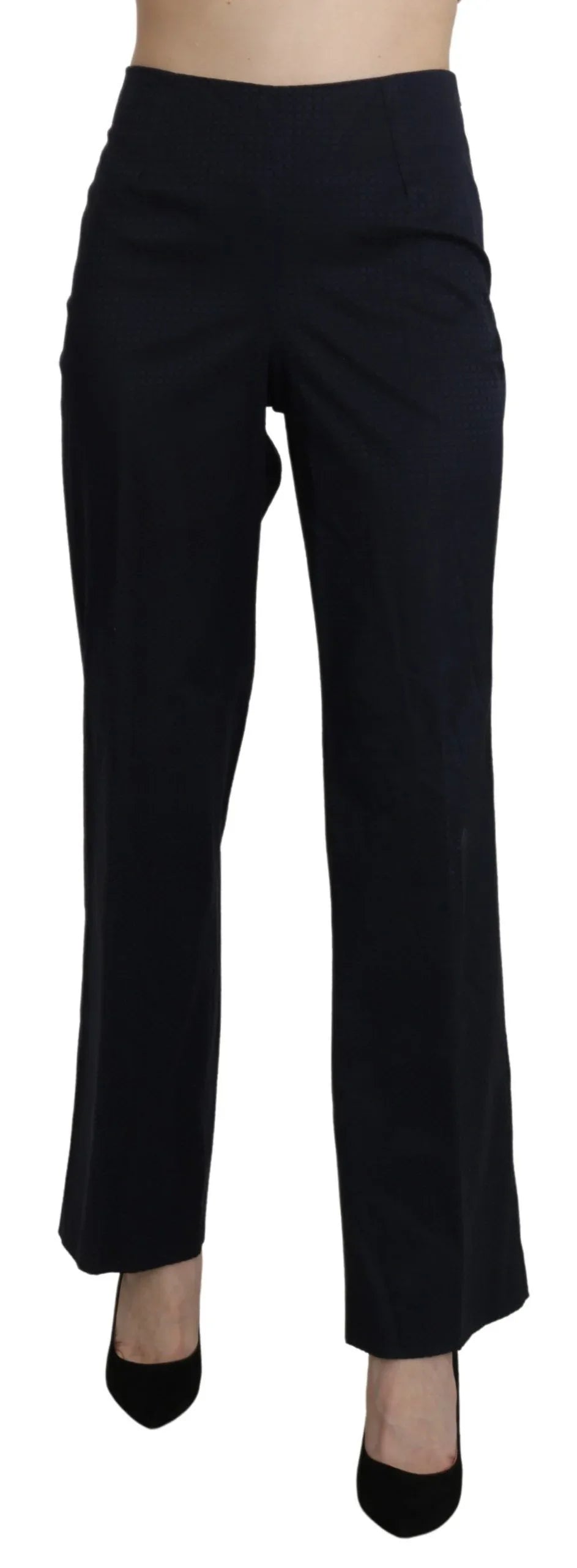 BENCIVENGA Navy Blue High Waist Straight Dress Trouser Pants - Zeiniez