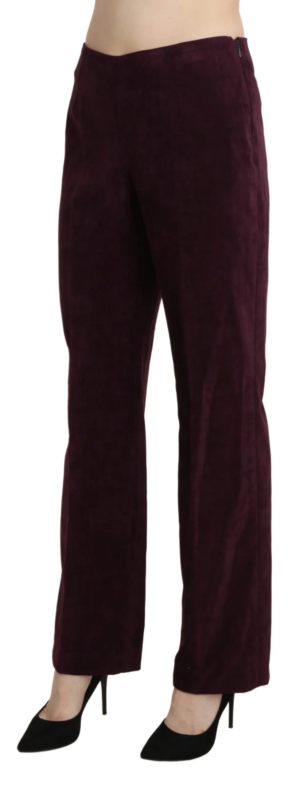BENCIVENGA Purple Suede High Waist Straight Trouser Pants - Zeiniez