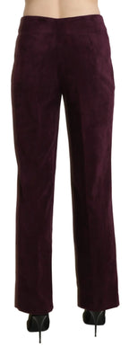 BENCIVENGA Purple Suede High Waist Straight Trouser Pants - Zeiniez