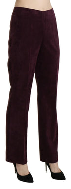BENCIVENGA Purple Suede High Waist Straight Trouser Pants - Zeiniez