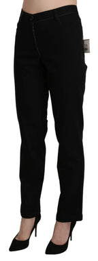 BENCIVENGA Black High Waist Straight Casual Trouser Pant - Zeiniez