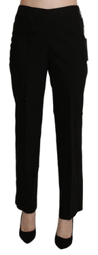 BENCIVENGA Black High Waist Straight Dress Trouser Pant - Zeiniez