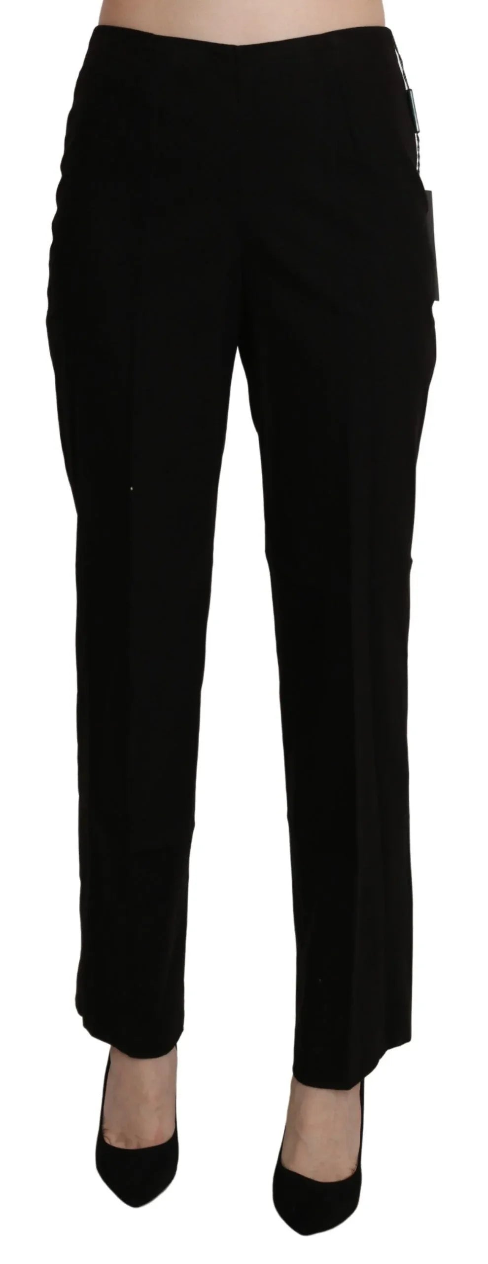 BENCIVENGA Black High Waist Straight Dress Trouser Pant - Zeiniez