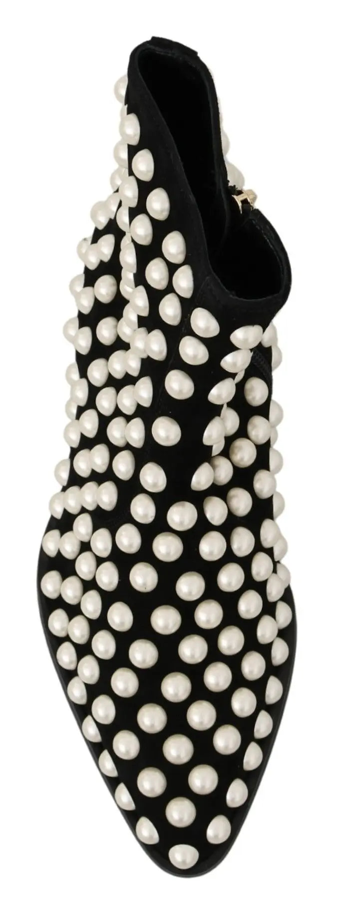 Dolce & Gabbana Black Suede Pearl Studs Boots Shoes - Zeiniez