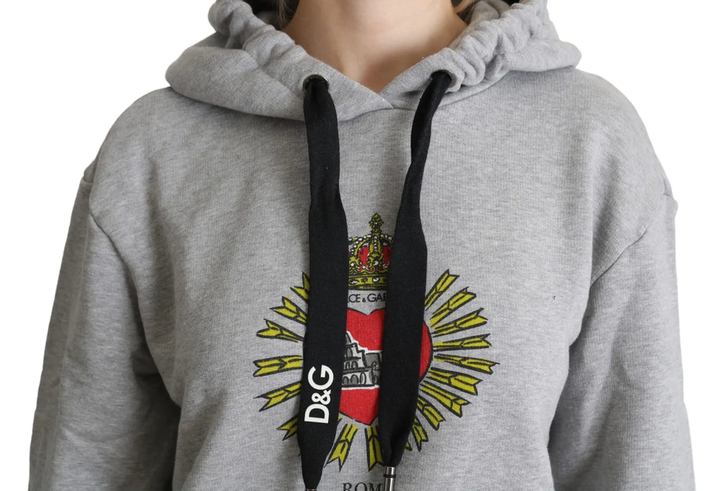 Dolce & Gabbana Gray Printed Hooded Exclusive Logo Sweater - Zeiniez