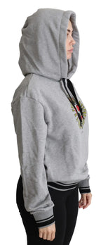 Dolce & Gabbana Gray Printed Hooded Exclusive Logo Sweater - Zeiniez