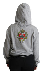 Dolce & Gabbana Gray Printed Hooded Exclusive Logo Sweater - Zeiniez