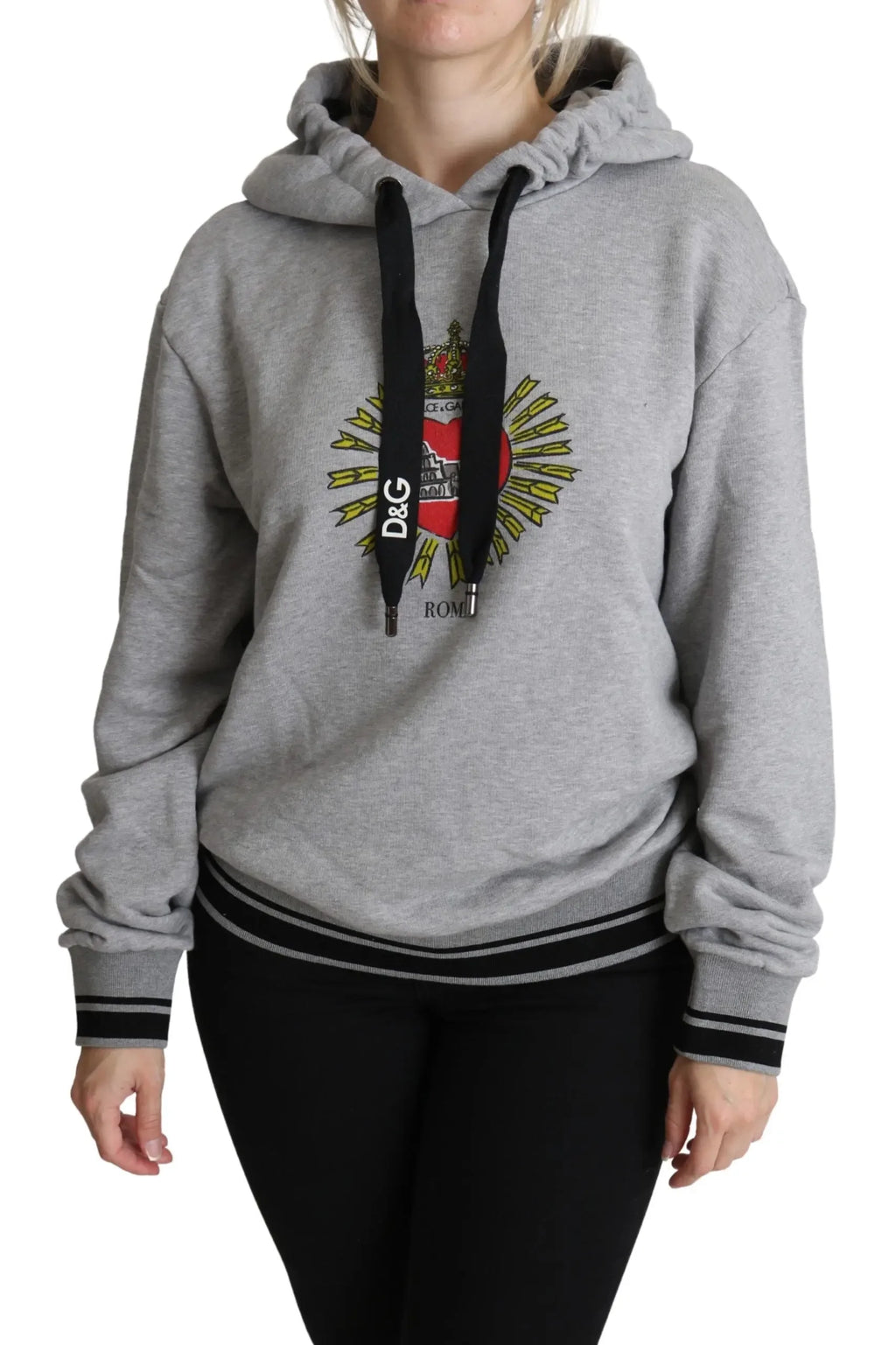 Dolce & Gabbana Gray Printed Hooded Exclusive Logo Sweater - Zeiniez