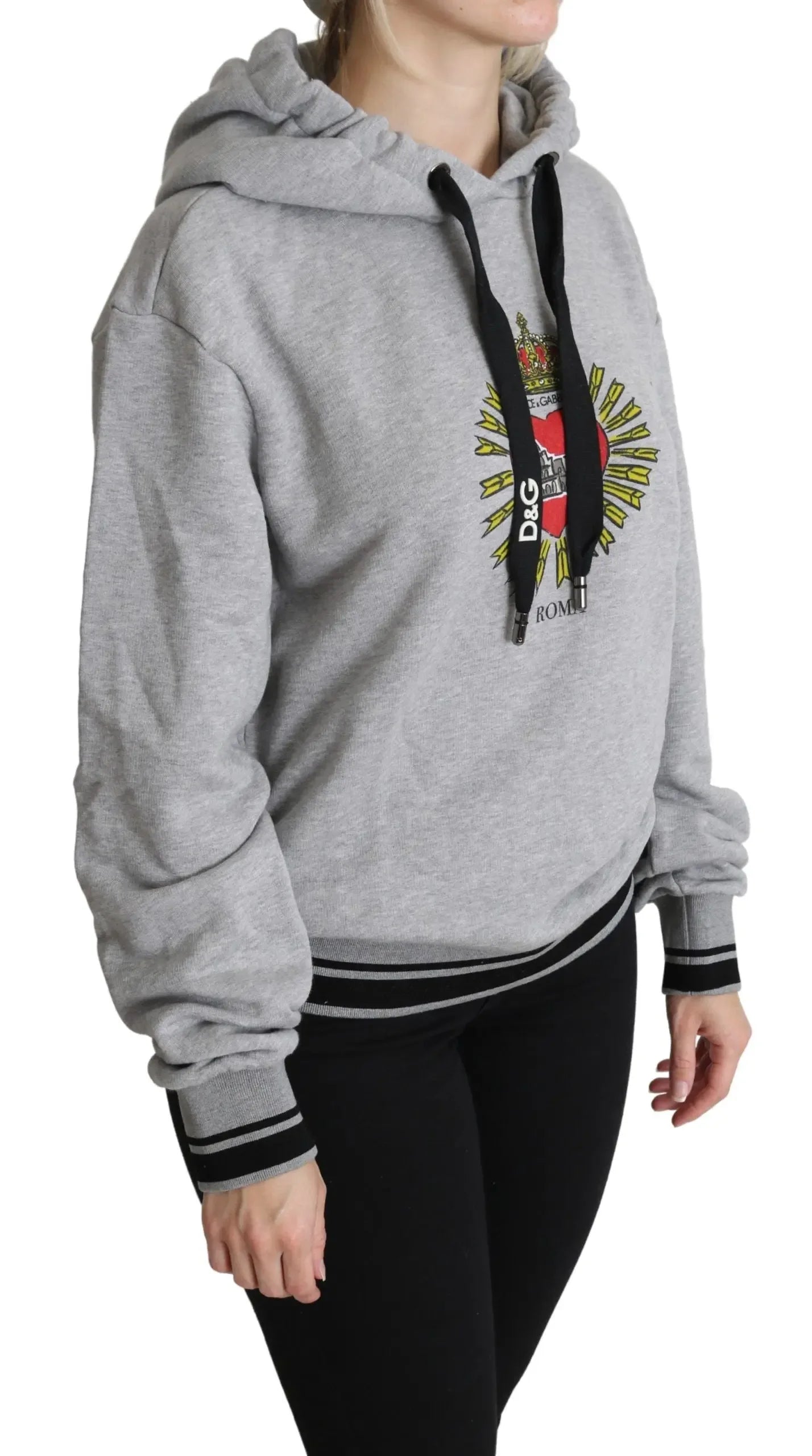 Dolce & Gabbana Gray Printed Hooded Exclusive Logo Sweater - Zeiniez