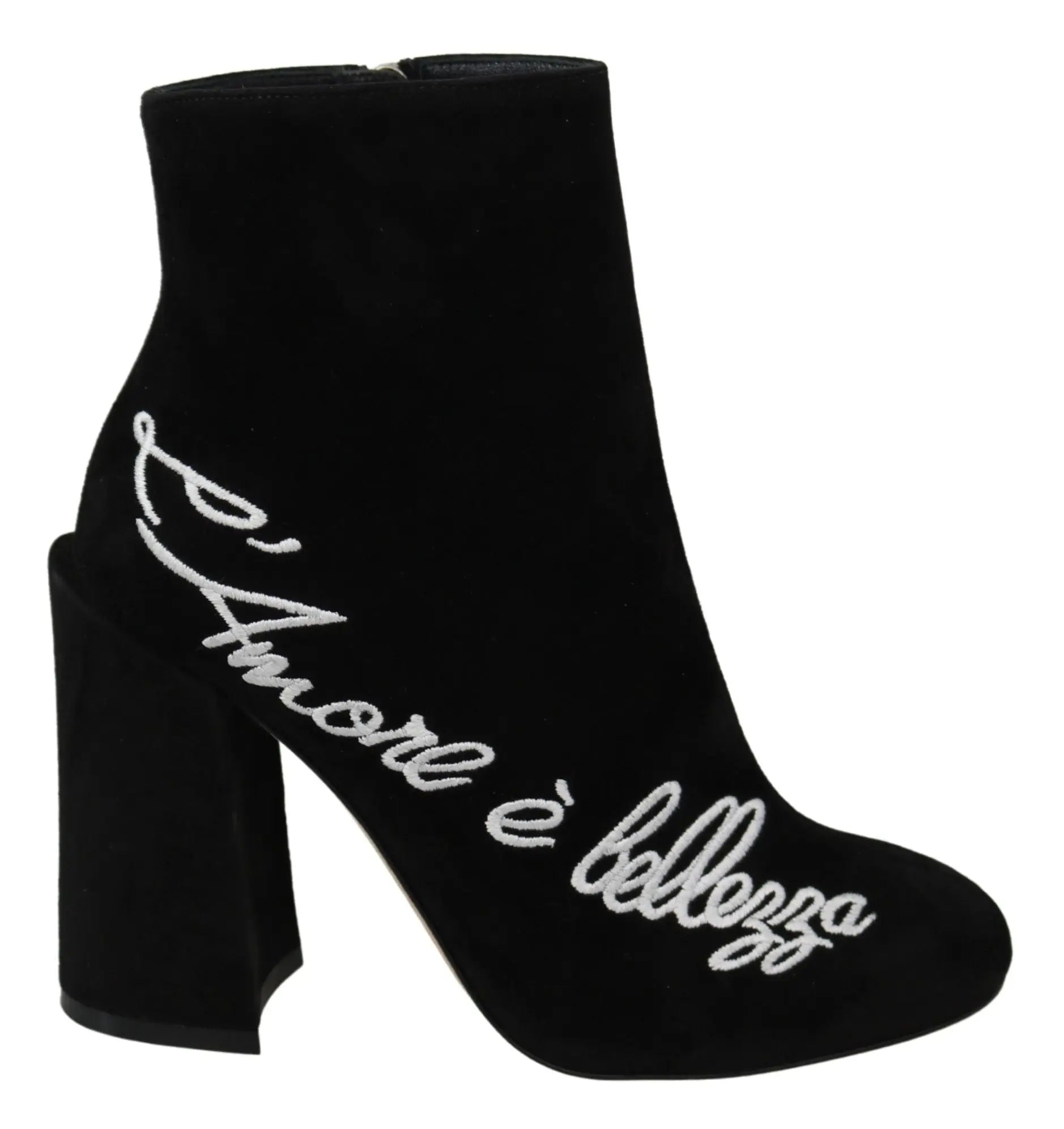 Dolce & Gabbana Black Suede L'Amore E'Bellezza Boots Shoes - Zeiniez