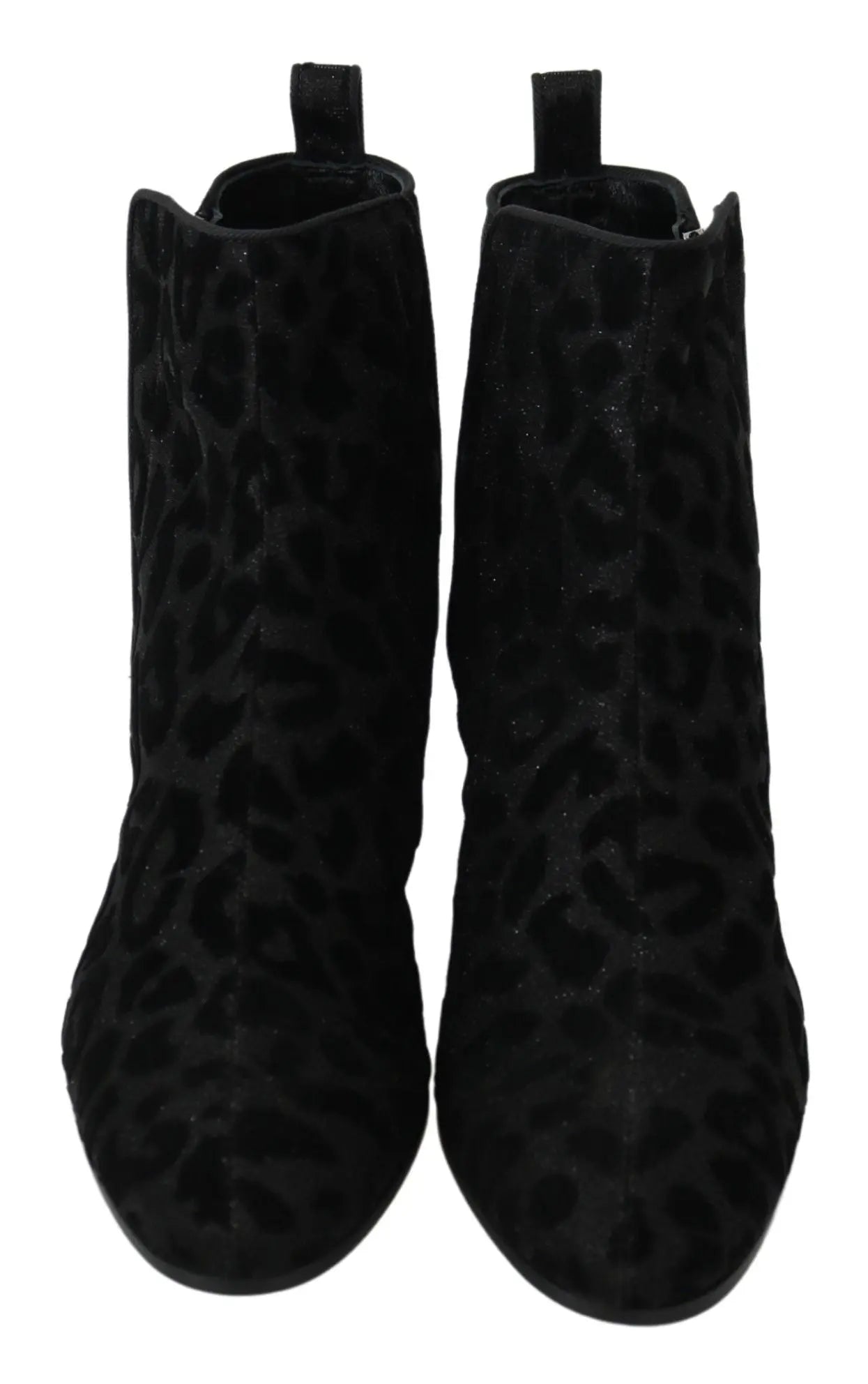 Dolce & Gabbana Black Leopard Short Boots Zipper Shoes - Zeiniez