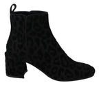 Dolce & Gabbana Black Leopard Short Boots Zipper Shoes - Zeiniez