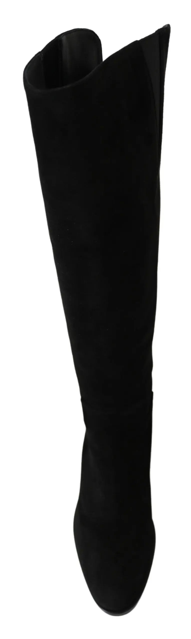 Dolce & Gabbana Black Suede Knee High Flat Boots Shoes - Zeiniez