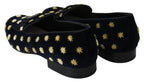 Dolce & Gabbana Blue Velvet Crown Slippers Loafers Shoes - Zeiniez