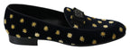 Dolce & Gabbana Blue Velvet Crown Slippers Loafers Shoes - Zeiniez